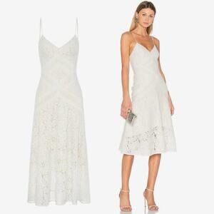 Lover‎ White Lace Midi Dress 8 Bridal LWD Occasion Floral Event Graduation Ivory